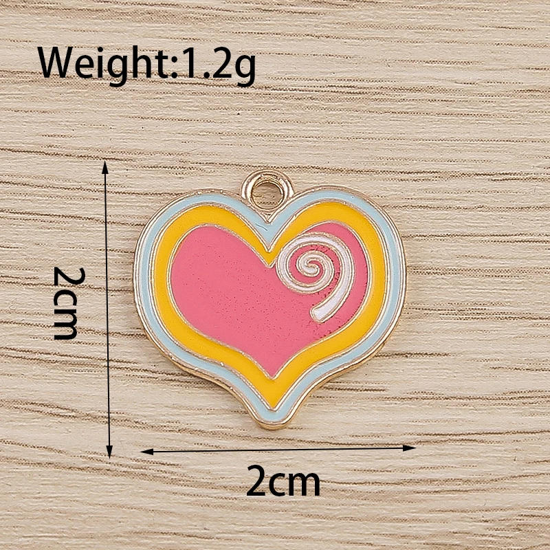 10 Stück 20x20mm Niedliche Emaille-Herzanhänger für Schmuckherstellung, Ohrringe, Armbänder, Halsketten, DIY-Bastelzubehör – Detail 1