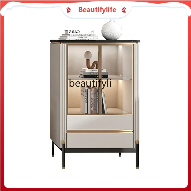 

K185 K185 Wine Cabinet Modern Minimalist Storage High Cabinet Living Room with Induction Lamp Decoration Stone Plate Chest of Dr