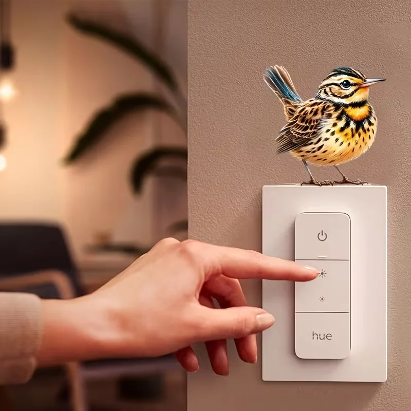 1pc yellow bird wall switch panel decorative sticker, air conditioning control panel home decoration wall sticker