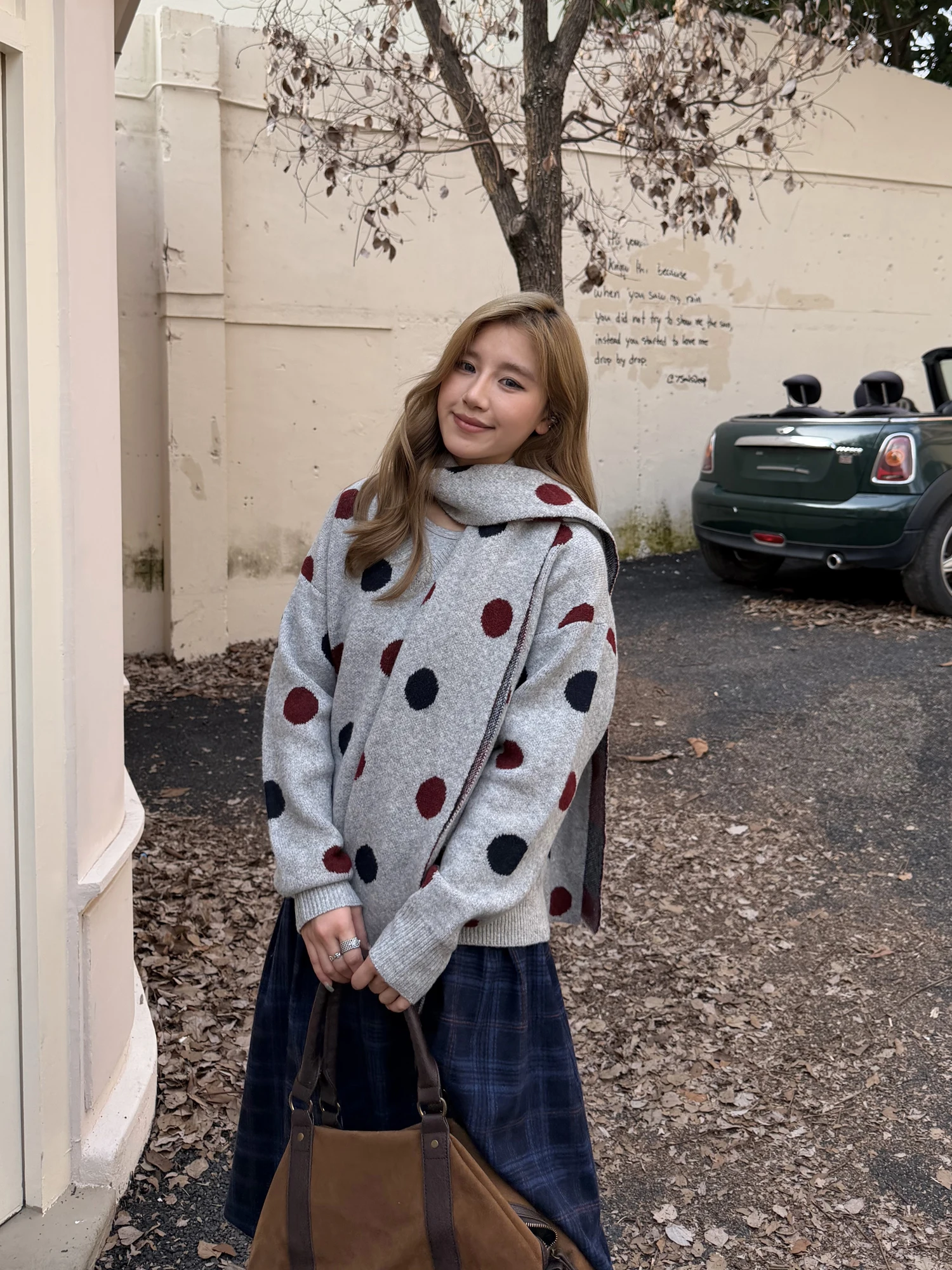 

Loose Knitted Sweater with Scarf round Ne Pullover Women's Sle Street Faion Autumn Winter Top Casual Wear Polyester Blend