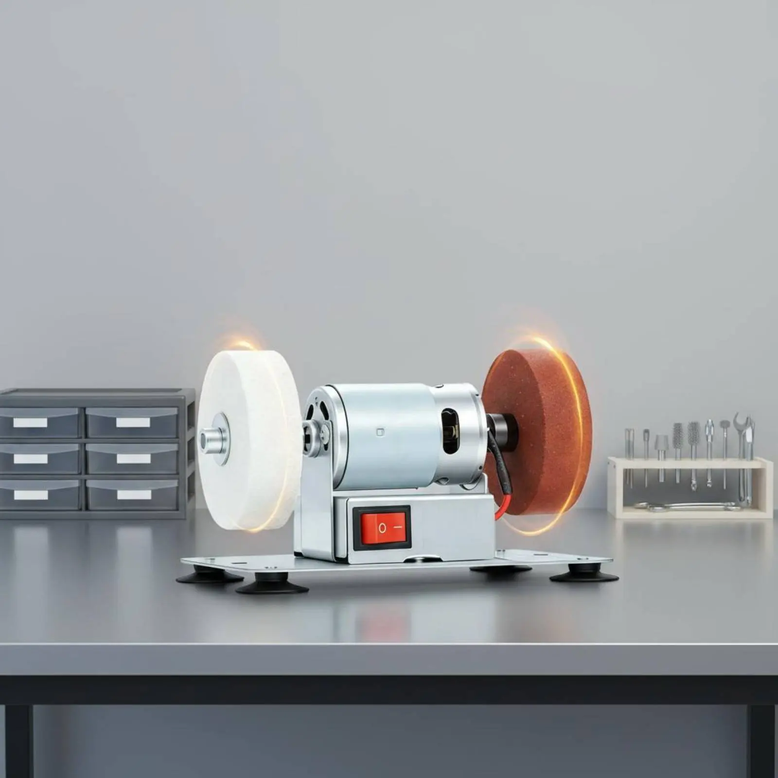 Wheel Sharpener 110V Electric Bench Double Adjustable Speed Polishing Rust Removal Tool Grinder Machine for Workshop