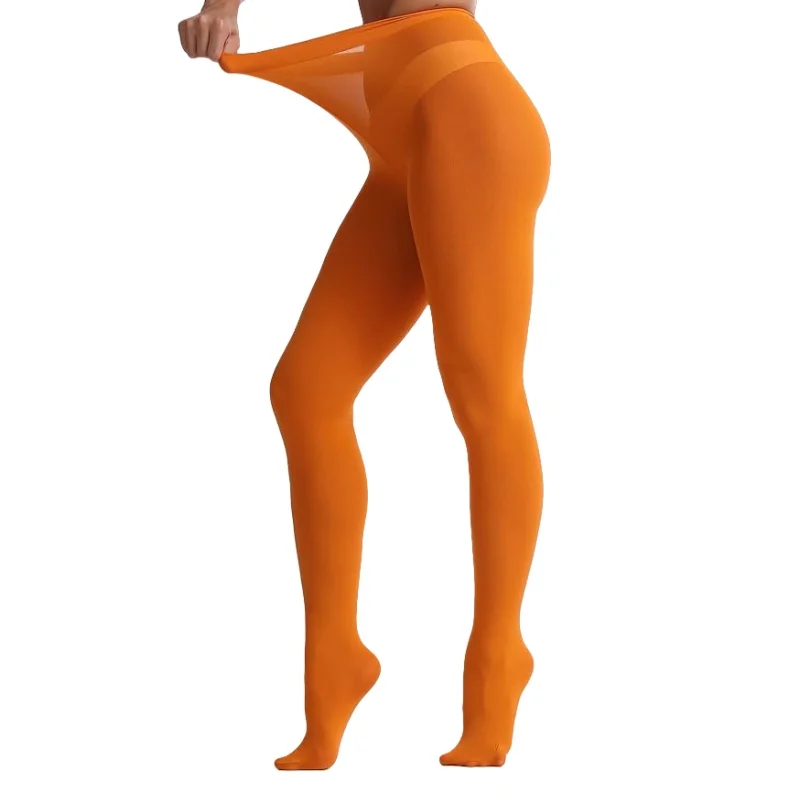 جوارب نسائية 80D فائقة النعومة غير شفافة، جوارب طويلة ناعمة عالية الخصر بلون سادة، جوارب طويلة ملونة