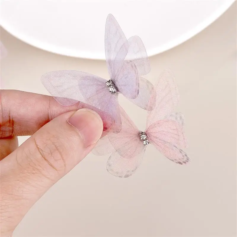 10pcs New Cute Princess Mesh Double-Layer Butterfly Lovely Girls Hairpins DIY Handmade Headwear Hairgrip Hair Clips Accessories