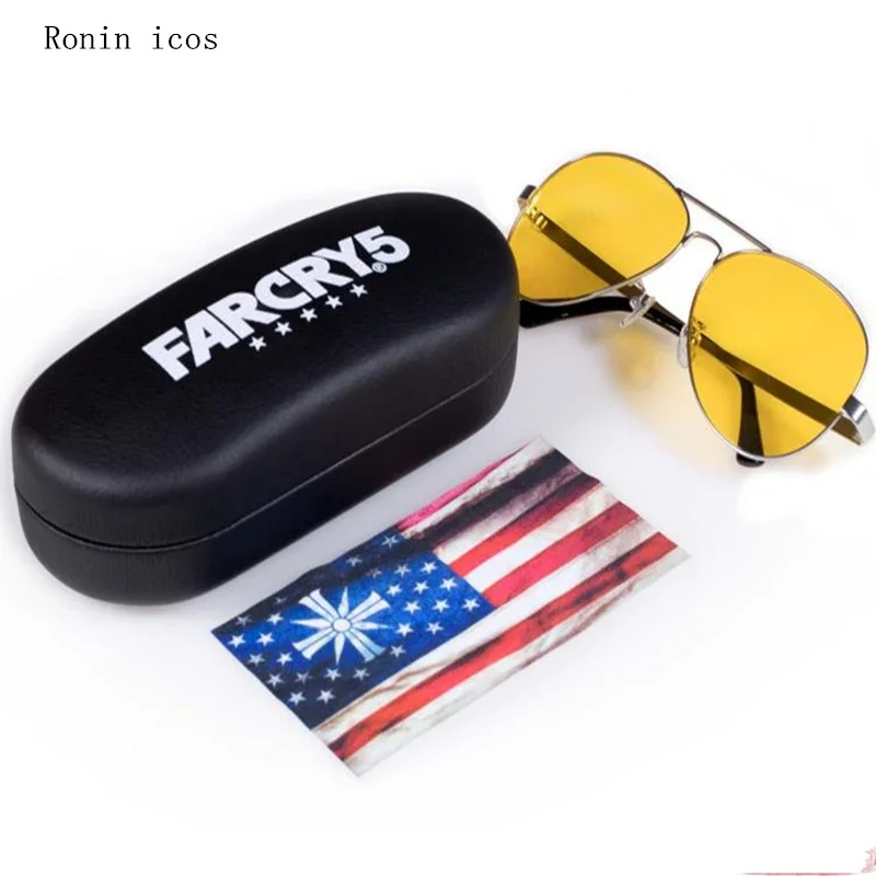 FAR CRY 5 Cosplay Prop Lunettes de soleil, Lunettes de conducteur jaunes, Accessoires de jeu, Joseph Executives, Vente chaude