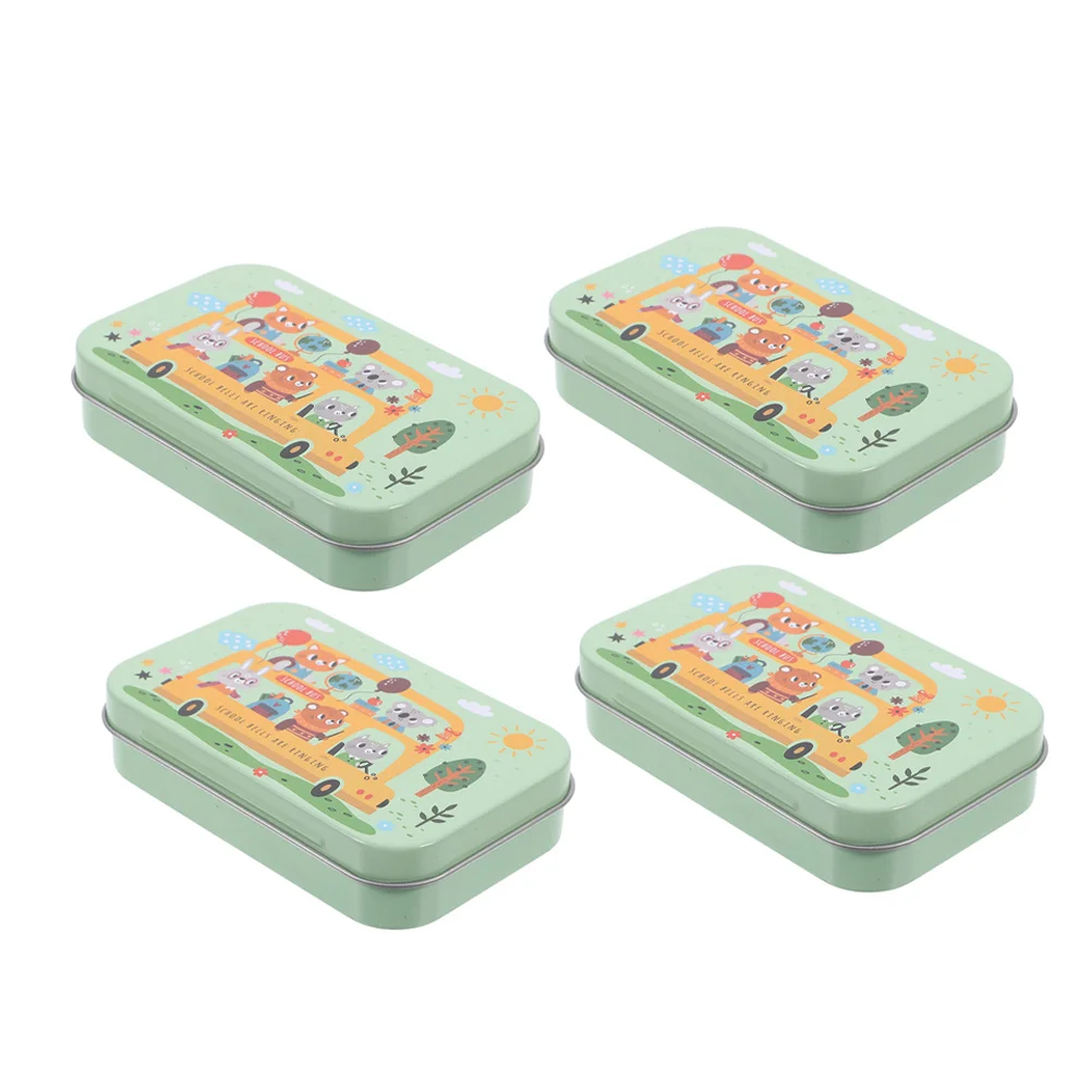 

4Pcs Small Metal Tin Box Flip Top Design Storage for Jewelry Stationery Photos Kids Organizers Portable School Gift