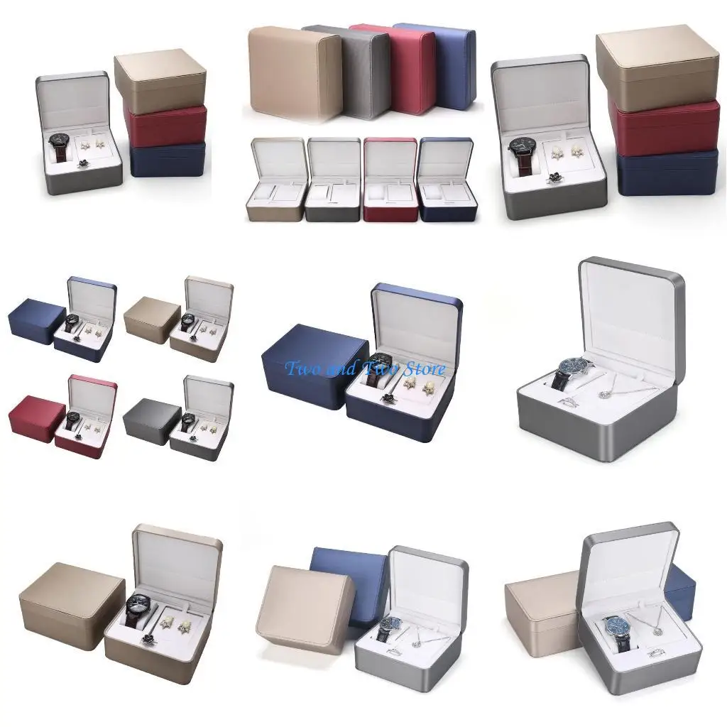 

HX6F Watch Box Leather Display Jewelry-Case Necklace Watch Ring-Storage-Case Jewelry Box for Men Women Engagement