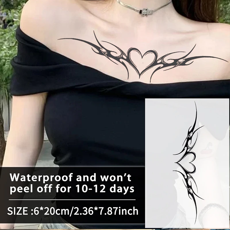1Pc Heart Succubus 1Pc Waterproof Temporary Tattoo Stickers, Long-lasting Waterproof for One to Two Weeks, For Arm, Leg.