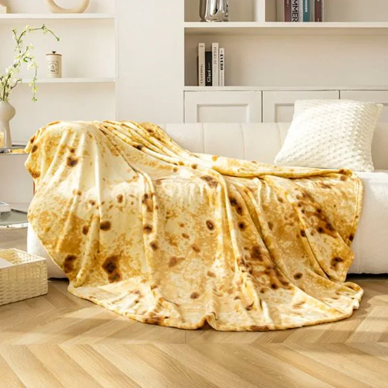 1 manta de franela con estampado de tortilla mexicana suave y cálida para sofá, oficina, cama, camping y viajar
