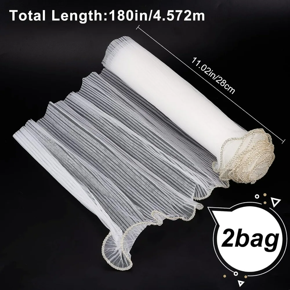 10Ydsx11 Inch White Ruffle Flower Wrapping Mesh Paper Bouquet Floral Packaging Wrappers Wrinkled Wavy Net Yarn Fresh Wrap