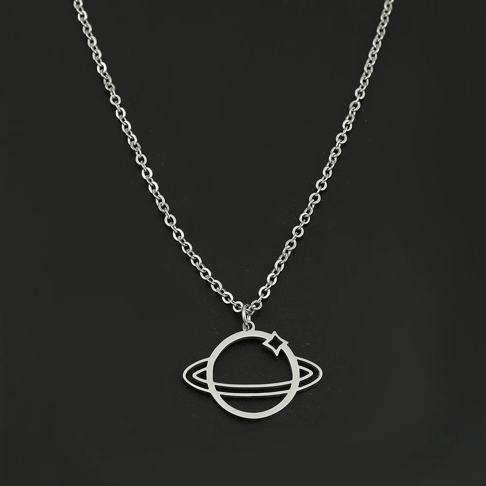 Personality Hollow Universe Planet Pendant Stainless Steel Heavenly Body Neclace Link Chain Decoration Jewelry Gift for Women