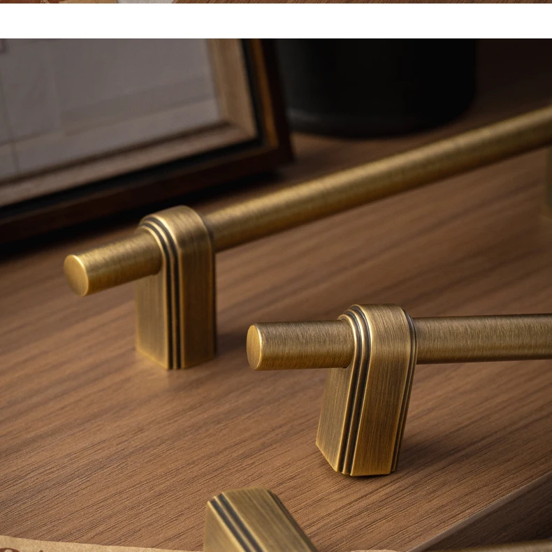 Antique brushed brass wardrobe pull and cabinet knob — supplier illustration 9