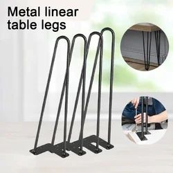 4-34inch Hairpin Table Legs,4PCS Heavy Duty Coffee Desk Legs 2 Rod Black Iron Metal Folding Support Furniture Legs
