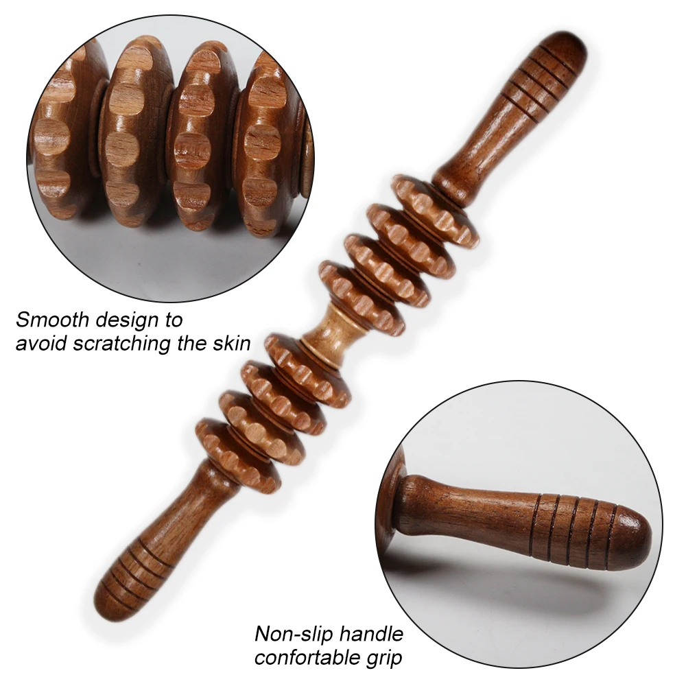 1Pcs Wooden Exercise Roller Sport Injury Gym Body Back Leg Trigger Point Muscle Roller Sticks Cellulite Massager Health Care