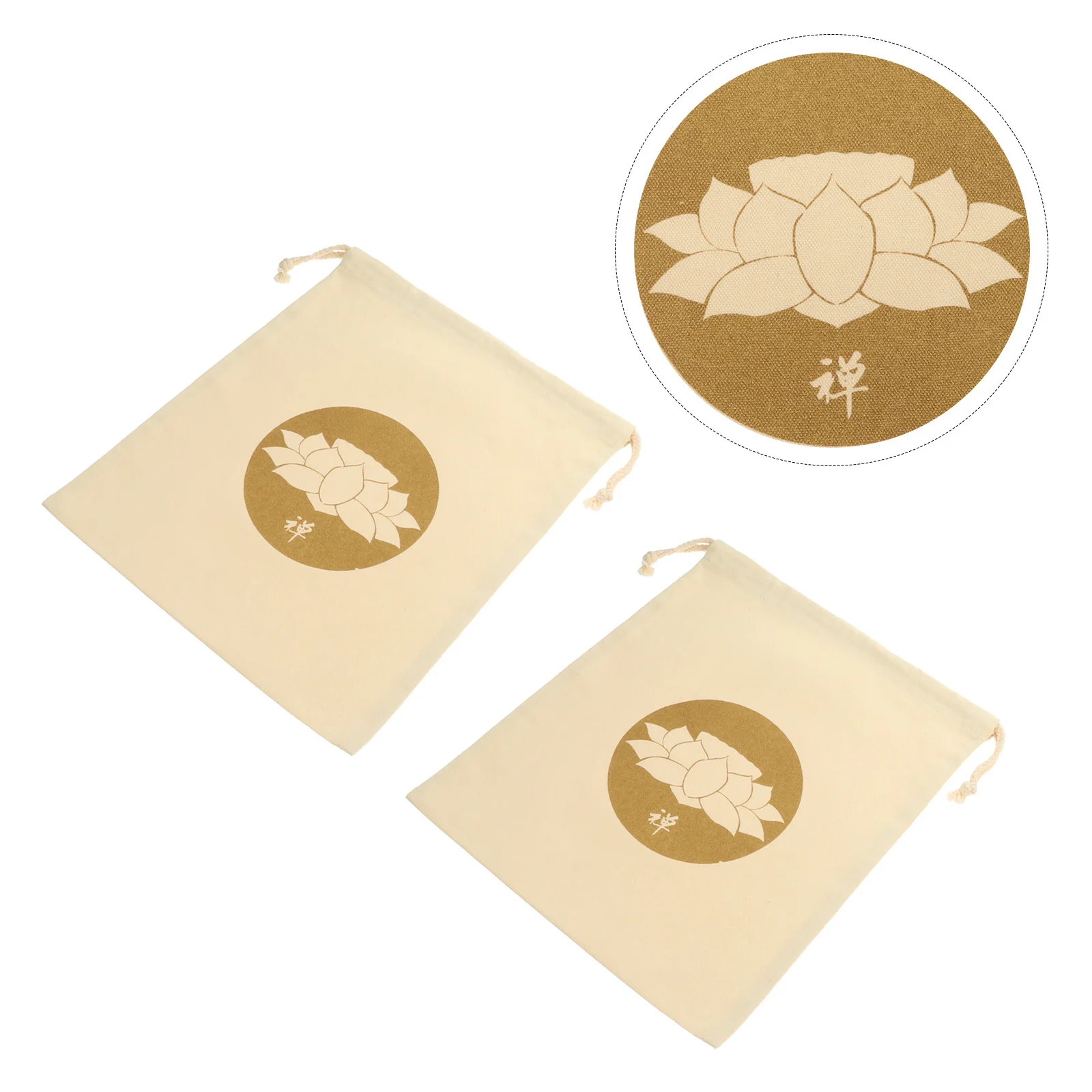 

2pcs Buddhist Sound Pouch Tibetan Singing Bowl Storage Drawstring Bag Meditation Bowl Holder Instrument Accessory Compact