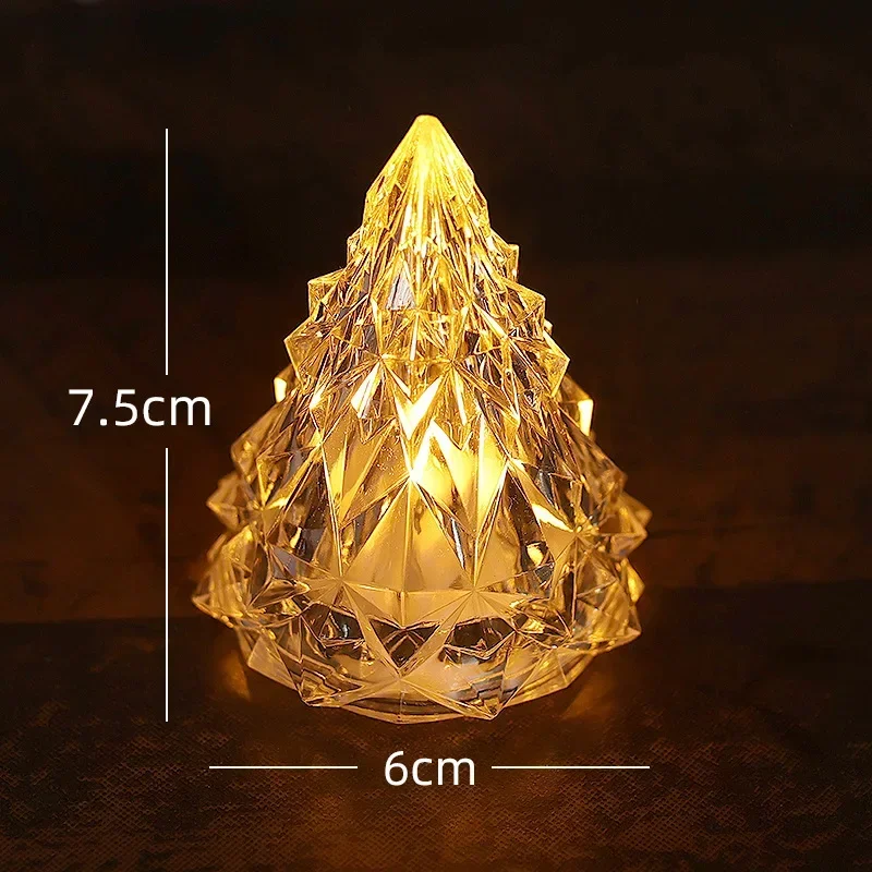 Crystal Mini LED Night Light Christmas Tree Atmosphere Lamp Candle Home Table Decoration Kids Friend Gift Bedside New Year Party