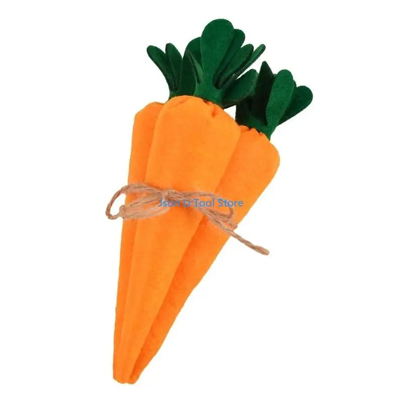 y08d عيد الفصح قطعة قماش الجزر الديكور ثمار الجزر الاصطناعية ألعاب الحزب ديكور قلادة #5