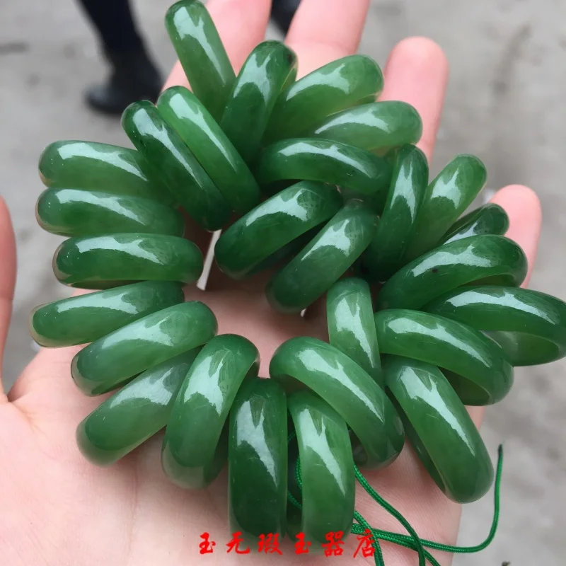 for Hetian Spinach Green Men's and Women's Rings Jade Jewelry