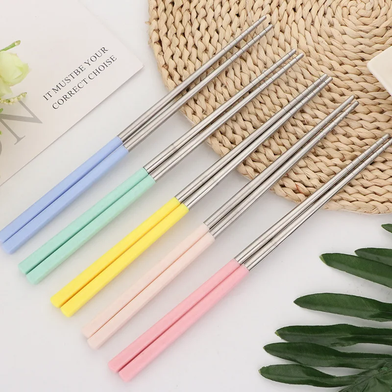 201 Stainless Steel Chopsticks New Pure Color Wind Creative Hotel Home Wheat Chinese Hot Pot Chopsticks