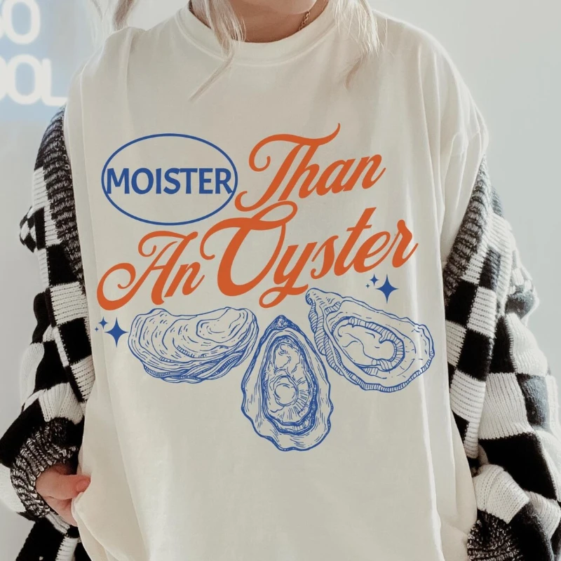 

Women's Casual Cotton T-Shirt Cartoon Seafood Pattern Short Sleeve Fun Graphic Travel Printed Vintage Top Tees