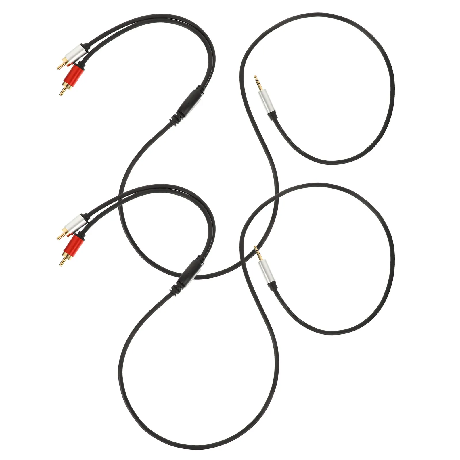 2Pcs 3.5mm to Dual Rca Male Stereo Audio Cable Gold Plated Tin Copper Shielded Aux Y Cord for Speaker Amplifier TV Soundbar Home