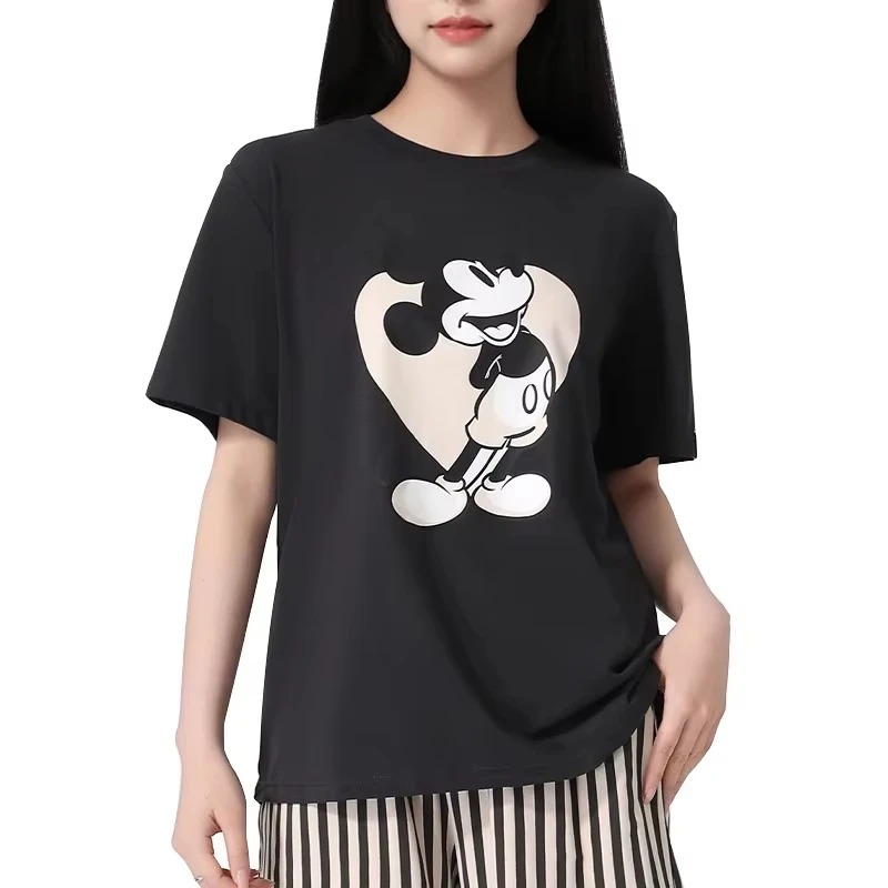 

Новая летняя футболка с принтом персонажей мультфильма Диснея и Микки Мауса, мужская и женская однаковая повседневная модная спортивная футболка с короткими рукавами для семьи