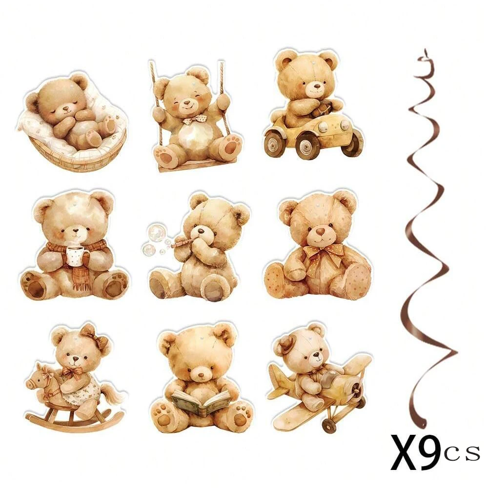 1 Stück/9 Stück/11 Stück Niedliche Bären-Karton-Geburtstagsbanner für Kinder Bären-Themen-Geburtstagsparty-Dekorationszubehör – Detail 6