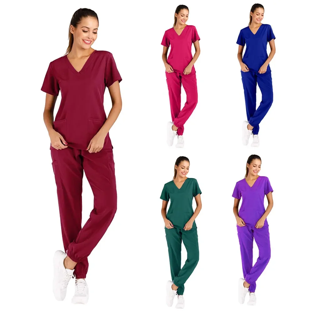 Frauen Peeling Uniformen Kleid Pflege Robe Klinik Krankens ch wester Jacke in voller Länge Spa Kosmetikerin Arbeits kleidung Schüler Uniform