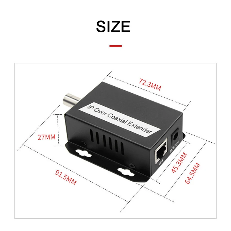 IP Network to Coaxial Extender Transfer from Net Cable Transmission to Coax Line 500M Ethernet RJ45 Converter for CCTV camera