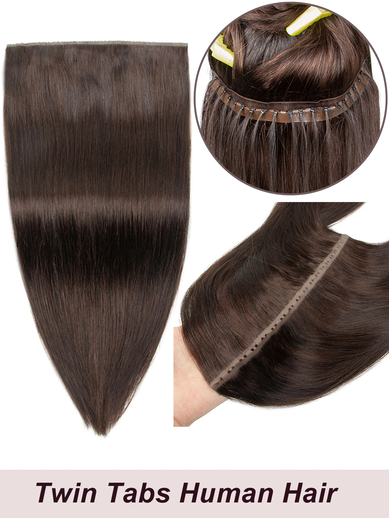 

Invisible PU Wef with Hole Twin Tabs PU Human Hair Weft Natural Real Butterfly Hair No Glue Microlink Hair Extensions40-50g