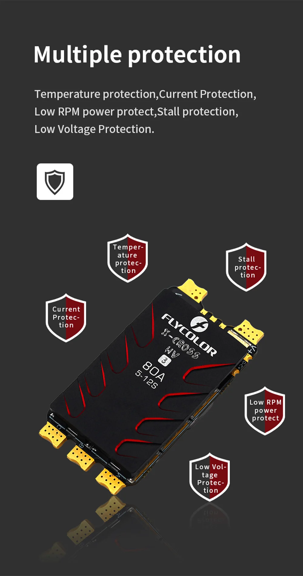 Flycolor Brushless ESC X-Cross HV3 60A 80A 120A 160A ESC 5-12S Lipo BLHeli-32 Dshot Proshot 64MHz 32-Bit For RC FPV Racing Drone