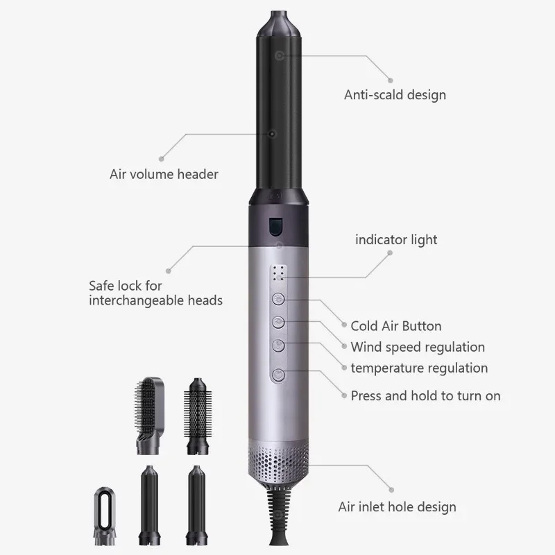 High quality  Five-in-one Multi-functional Hot Air Comb Set Curling Iron  Hair Straightener  Dual-purpose Hair Dryer