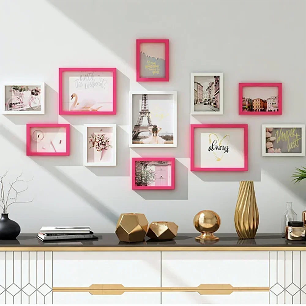 Plastic Photo Frame Set, Restaurant Wall Combination, American Living Room, Creative Home Decoration,11 Pieces 5 and 7 inch