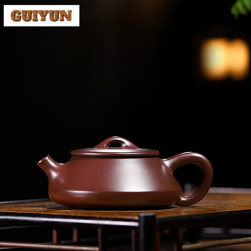 

140ml Exquisite Yixing Purple Clay Teapots Handmade Stone Scoop Pot Raw Ore Purple Zhu Mud Kettle Chinese Zisha Tea Set For Tea