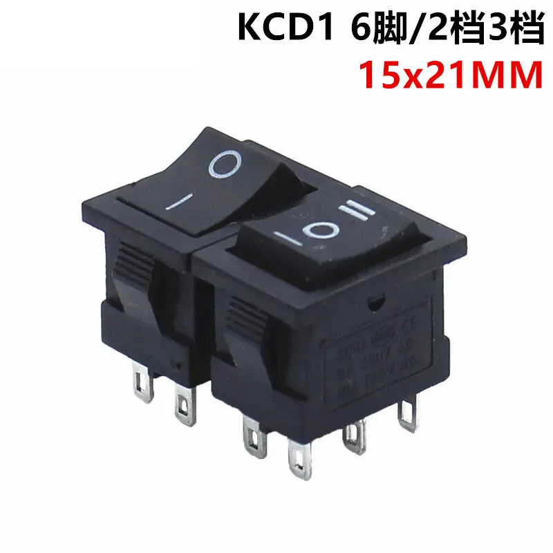 10pcs KCD1-202 KCD1-203 Rocker Switch Panel Monuting 19*13mm 10A125VAC DPDT 6P2 6P3 Push Button Switch Boat Car Snap-in on/Off