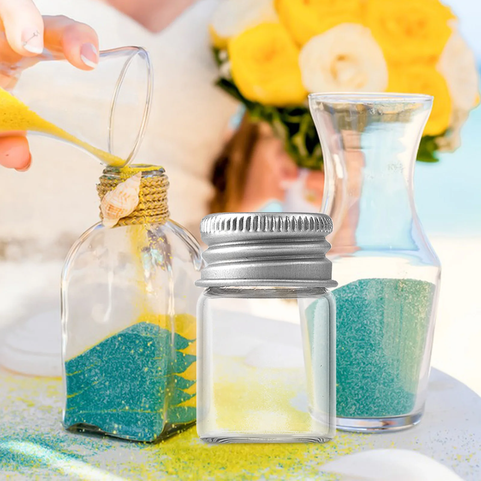 

20Pcs Mini Transparent Glass Bottles Aluminum Screw Caps Small Message Bottles DIY Crafts Party Favors Jewelry Display Storage