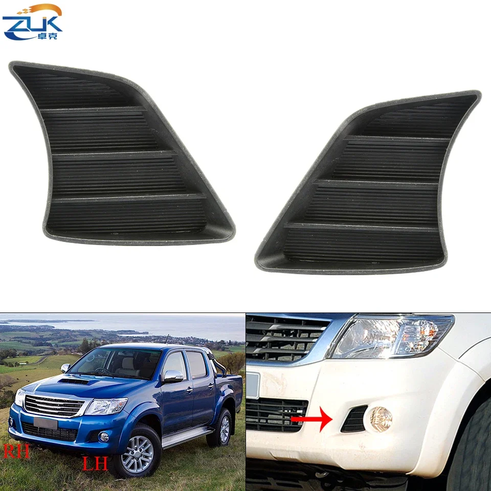 ZUK Front Bumper Mesh Grille Fog Lamp Frame Cover Hood Garnish For Toyota Hilux 2011 2012 2013 2014 2015 52127-0K030 52128-0K030