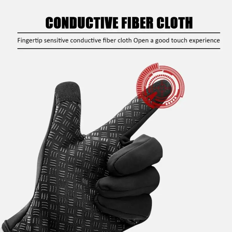 Men's Cycling Gloves Winter Touchscreen Warm Women Bicycle Gym Outdoor Driving Motorcycle Waterproof Thermal Non-Slip Gloves - 4