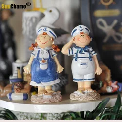 A Pair Mediterranean Style Dolls Sailor Boy Girl Figure Ornaments Crafts Home Decoration Accessories Wholesale MA12024A/B