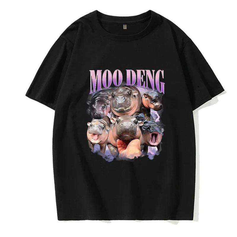 Uomo donna moda EU Szie T-Shirt Funny Baby ippopotamo Moo Deng Tshirt Kawaii Cartoon T Shirt Harajuku Y2k Tees top Mange Clothes