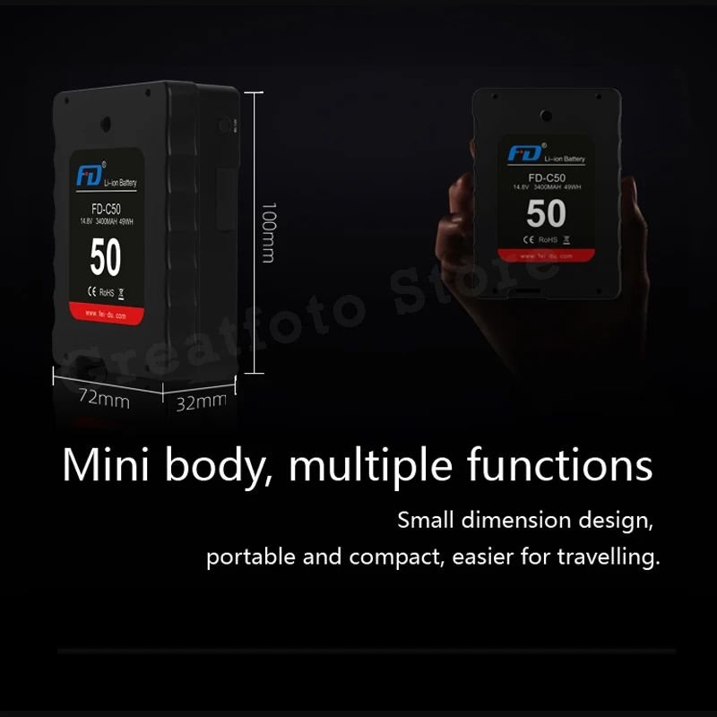 Feidu-ミニデジタル一眼レフカメラバッテリー,大容量Vバッテリー,フラッシュモニター,充電器,FD-C130, 145, 200 V