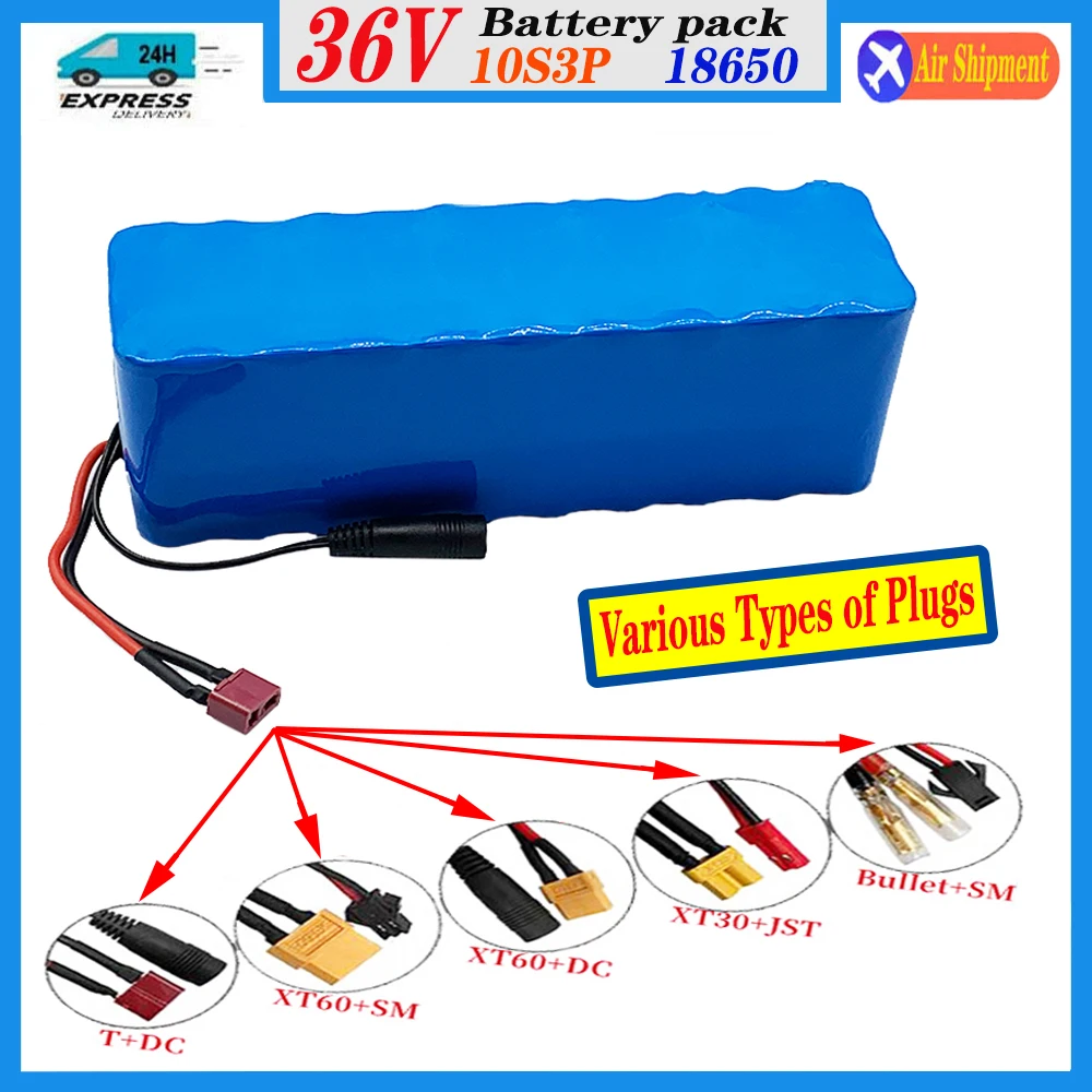 

10S3P 36V 30000mAh 36v Electric Scooter Battery Pack 18650 Lithium M365 Battery Electric Bicycle Scooter BMS with Charger