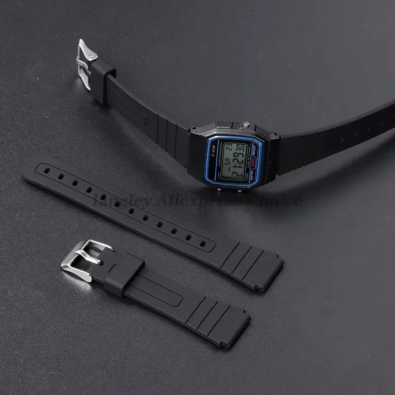 Silicone Watch Strap for CASIO F91W W-800H 18mm for W800H SGW400 F91W F84 F105/108 A158/168 AE1200/1300 Soft Men Wrist Bracelets image 3