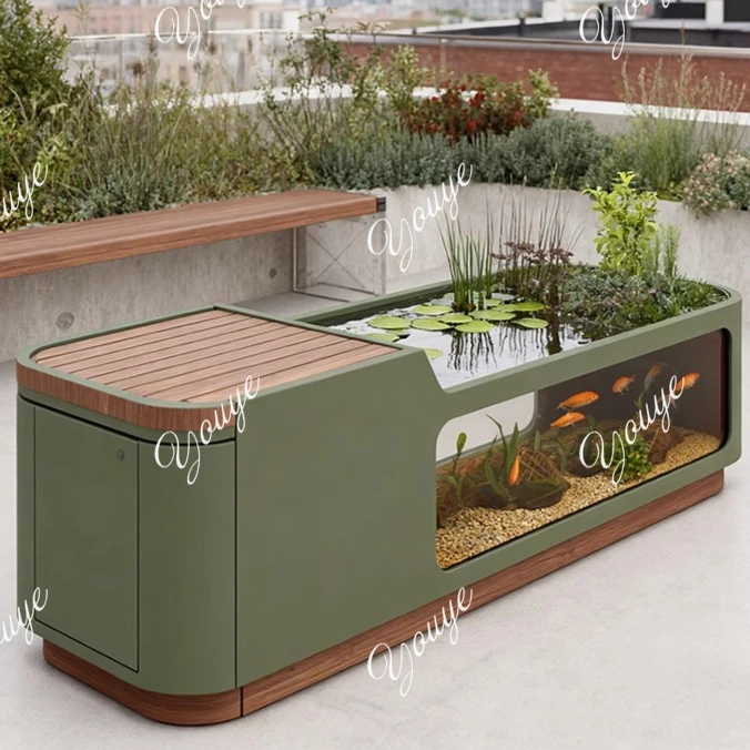 Stainless steel circulating water fish pond flower box courtyard outdoor balcony garden landscape fish tank