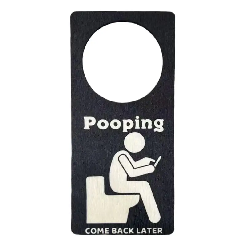 Vacant Occupied Bathroom Sign Novelty Pooping Door Sign Fun Occupied Sign On Bathroom Door Wooden Door Knob Hanger Sign For