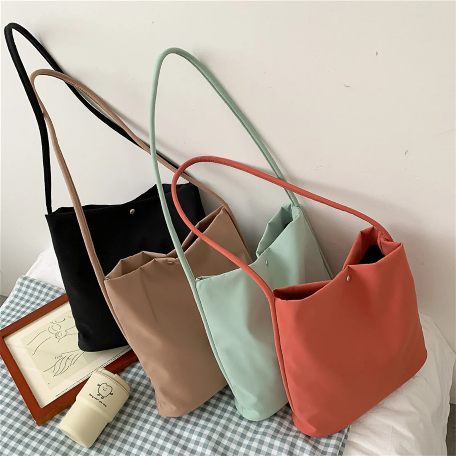 

Shoulder Bags Women Solid Harajuku All-match Simple Multifunction Handbags Large Capacity Crossbody Bags for Women Teens Purse