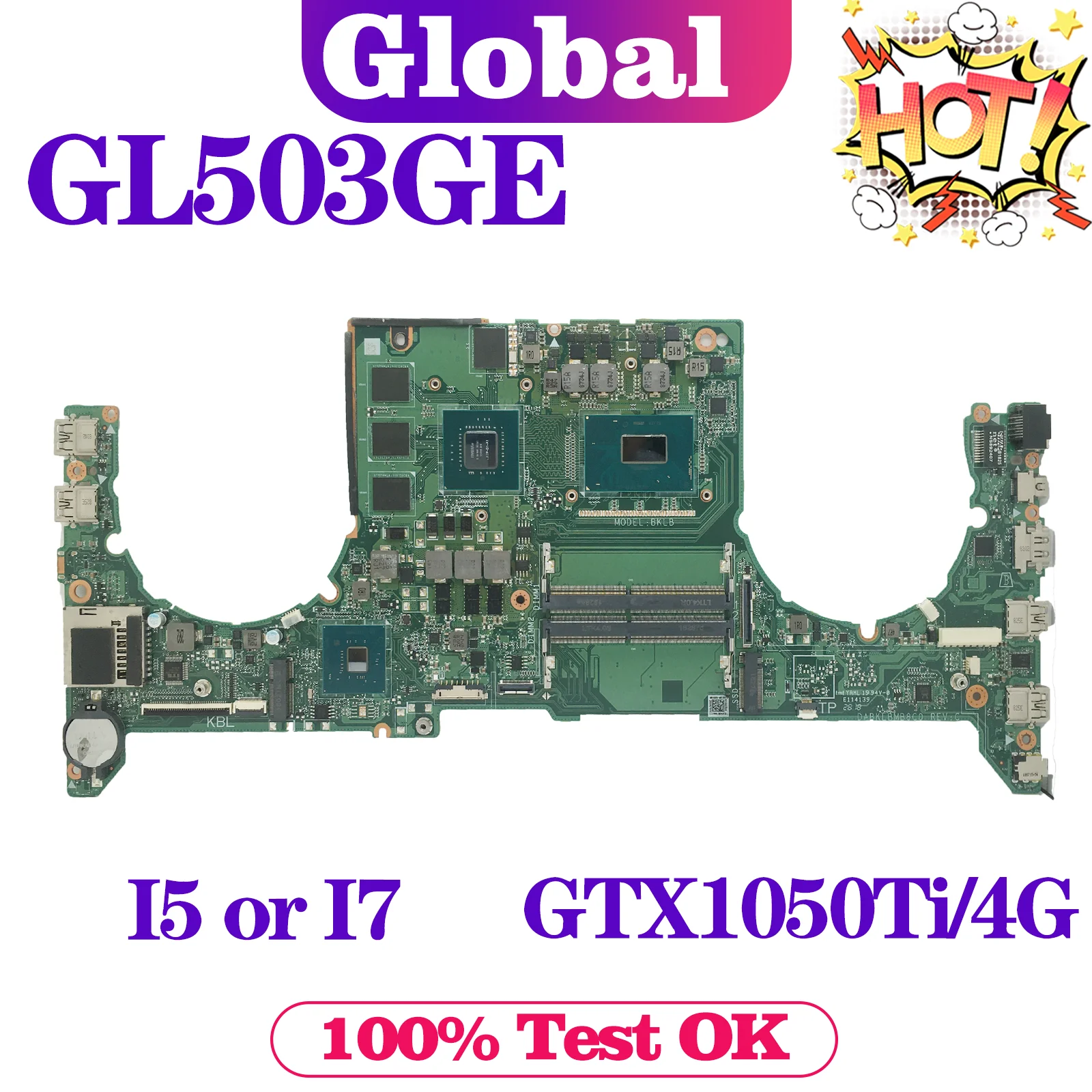 

KEFU GL503G Mainboard For ASUS ROG Strix S5BE GL503GE PX503GE MW503GE Laptop Motherboard DABKLBMB8C0 I5 I7 8th Gen GTX1050Ti/4G