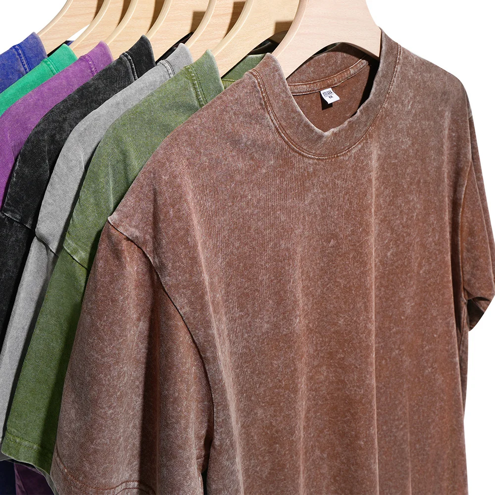 Mens T-shirt Snowflakes Loose and Old Retro Washed Short-sleeved Pure Cotton T-drop European Size Shirts Blusas T Shirts For Men