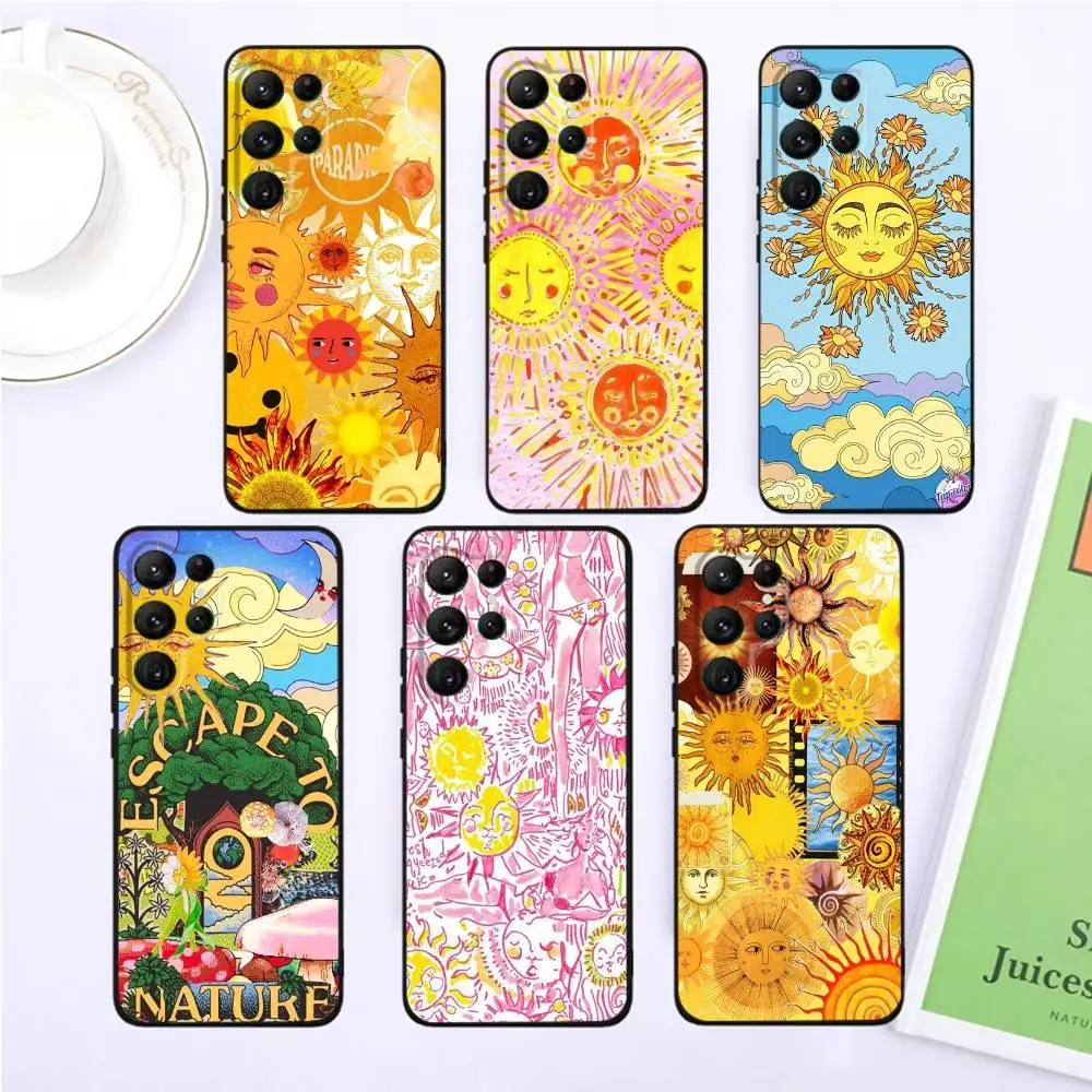 

Sun Indie Hippie Art Phone Case For Samsung S25,S24,S23,22,21,Ultra,Pro,S10,S30Plus,20lite Black Cover