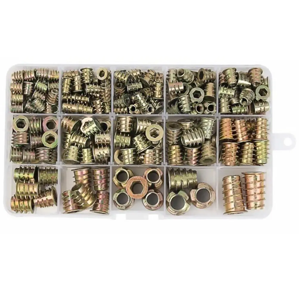 50Pcs Threaded Insert Nut Set Hex Socket Drive Head for Wooden Furniture Assembly Embedded Mounting Fasteners Replacement Screws
