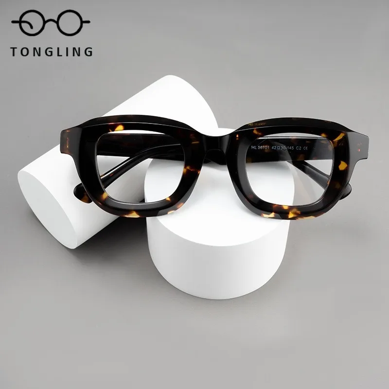 2026年高品質メンズハンドメイドプレミアムアセテートレディースイレギュラーファッショナブルレトロフルフレームパーソナライズドスモールフレームメガネ